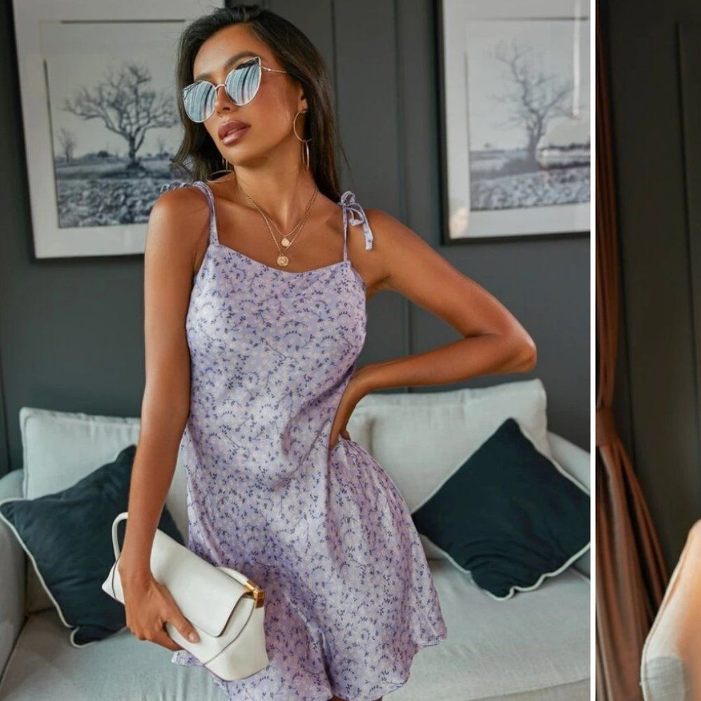 Zara Lavender Floral Mini Dress